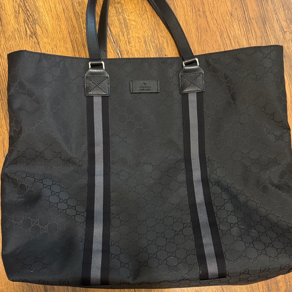 Gucci Black Monogram Tote Bag